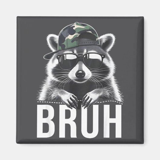 Aimant Bruh Raccoon Trash Racoon Camo Hat Youth Teens Kid (Devant)