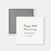 Aimant Brun doré joyeux 20e anniversaire nom datsimple (Recto/Verso)