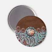 Aimant brun turquoise western pays à outils cuir (Recto/Verso)