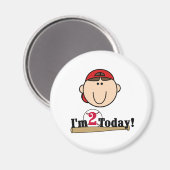 Aimant Brunette Boy Baseball 2e anniversaire (Recto/Verso)