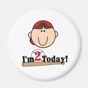 Aimant Brunette Boy Baseball 2e anniversaire