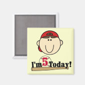 Aimant Brunette Boy Baseball 5e anniversaire (Recto/Verso)