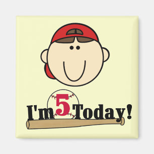 Aimant Brunette Boy Baseball 5e anniversaire