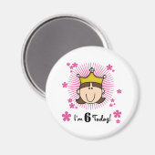 Aimant Brunette Princesse 6e anniversaire (Recto/Verso)