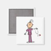 Aimant Brunette Stick Figure Nurse (Recto/Verso)