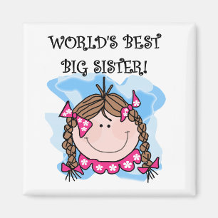 Aimant Brunette World's Best Big Sister Tshirts and Gifts
