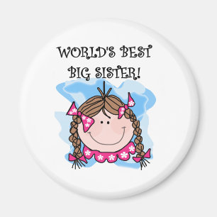 Aimant Brunette World's Best Big Sister Tshirts and Gifts