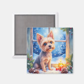 Aimant Brussels Griffon Frosted Window Christmas Art (Recto/Verso)