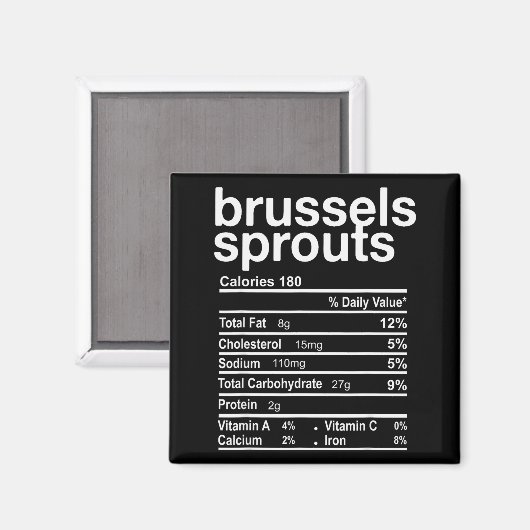 Aimant Brussels Sprout Nutrition Facts Funny Thanksgiving (Recto/Verso)