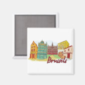 Aimant Bruxelles, Belgique Célèbre Ville (Recto/Verso)