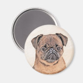 Aimant Bruxelles Griffon Smooth Painting Original Chien A (Recto/Verso)