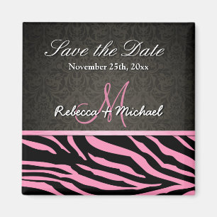 Aimant Bubblegum Pink & Black Zebra Stripes Enregistrer l