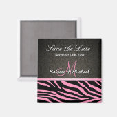 Aimant Bubblegum rose & noir Zebra Stripes Enregistrer la (Recto/Verso)