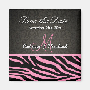 Aimant Bubblegum rose & noir Zebra Stripes Enregistrer la