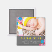 Aimant Bubbly Cercles rose Photo Faire-part de naissance  (Recto/Verso)