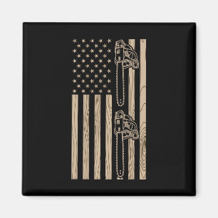 Aimant Bûcheron artisanat du bois Drapeau américain États