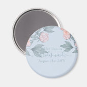 Aimant Budget Pêcher Floral Dusty Blue Sage Mariage feuil (Recto/Verso)