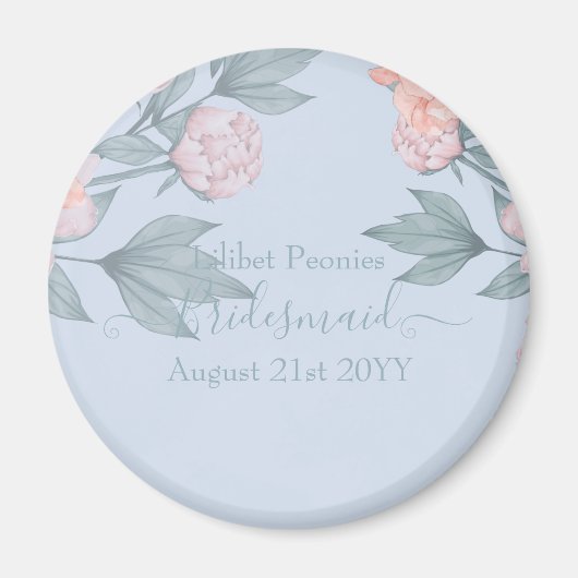 Aimant Budget Pêcher Floral Dusty Blue Sage Mariage feuil (Devant)