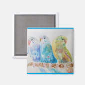 Aimant Budgie Aquarelle Peinture d'oiseau Budgies Aqua Tu (Recto/Verso)