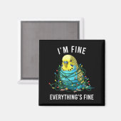 Aimant Budgie Bird Christmas I'm Fine Everything Is Fine (Recto/Verso)