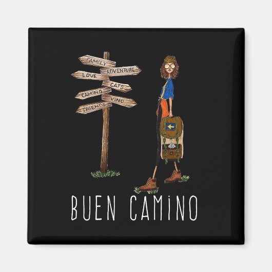 Aimant Buen Camino De Santiago Pilgrim Hiking Way Of St.  (Devant)