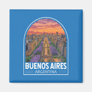 Aimant Buenos Aires Argentine Travel Art Vintage
