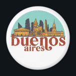Aimant Buenos Aires Retro City Skyline Ville<br><div class="desc">Design urbain vintage et rétro avec une belle skyline, attraction touristique et art urbain. gratte-ciel Cool et silhouette de construction merchandises pour touristes et voyageurs. Parfait comme souvenir à rapporter à la maison lorsque vous voyagez dans le monde entier. Enregistrez la mémoire de votre voyage et de vos vacances en...</div>