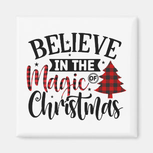 Aimant Buffalo Plaid Croire à la magie de Noël