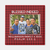 Aimant Buffalo Plaid Famille chrétienne Noël (Devant)