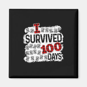 Aimant Buffalo Plaid I Survived 100 Jours D'Étudiant À L'