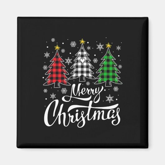 Aimant Buffle de Noël Plaid Rouge Blanc Vert Noël (Devant)