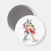 Aimant BUGS BUNNY™ et baiser de gui de Lola (Recto/Verso)