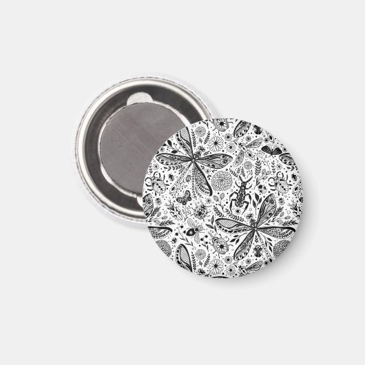 Aimant Bugs de Doodle sur bleu foncé (Recto/Verso)