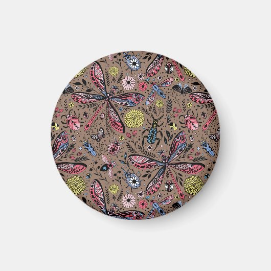 Aimant Bugs de Doodle sur mocha brown (Devant)