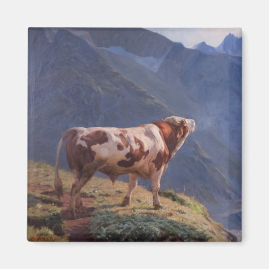 Aimant Bull dans les Alpes (par Eugène Burnand) (Devant)