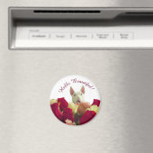 Aimant Bull terrier avec salutation rose - Hello Beautifu (In Situ (Lave-vaisselle))