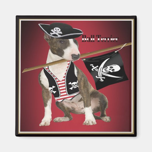 Aimant Bull Terrier Cadeaux Pirate (Devant)