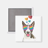 Aimant Bull Terrier Chien avec Coeurs Saint-Valentin (Recto/Verso)