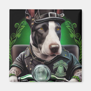Aimant Bull Terrier Chien Conduisant Vélo St. Patrick's D