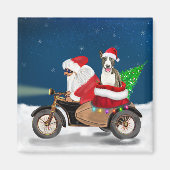 Aimant Bull Terrier Chien Noël Père Noël (Devant)