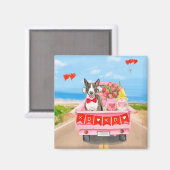 Aimant Bull Terrier Chien Saint-Valentin Coeurs de camion (Recto/Verso)