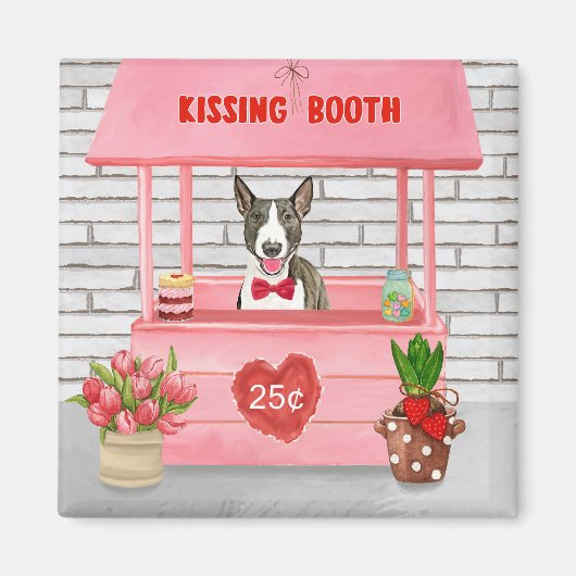 Aimant Bull Terrier Chien Valentine's Day Kissing Booth (Devant)