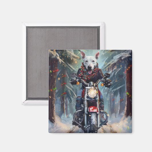 Aimant Bull Terrier Dog équitation moto Noël (Recto/Verso)