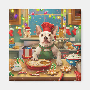 Aimant Bull Terrier Fête de Noël en Cuisine : Noël Festif