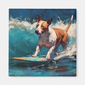 Aimant Bull Terrier Plage Surf Peinture (Devant)