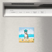 Aimant Bull Terrier sur la plage (In Situ (Lave-vaisselle))