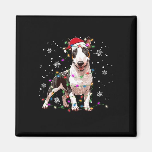 Aimant Bull Terrier Sweat de Noël Chien Xmas Lumières Tre (Devant)
