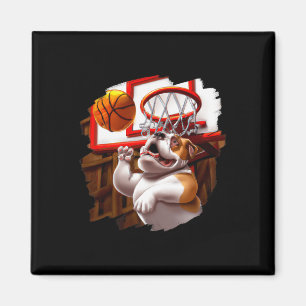 Aimant Bulldog anglais jouer de basket-ball amusant chien