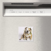 Aimant Bulldog avec collier de fleurs (In Situ (Lave-vaisselle))