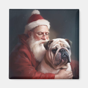 Aimant Bulldog avec Noël Festif du Père Noël